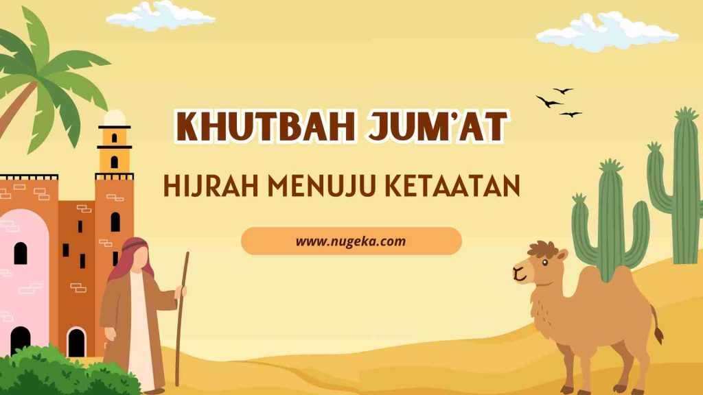 Presentasi Hijrah Nabi Muhammad SAW ke Madinah dalam Gaya Ilustratif Kuning